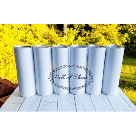 6 or 12 Pack of 20oz Straight Blank White Sublimation Tumblers