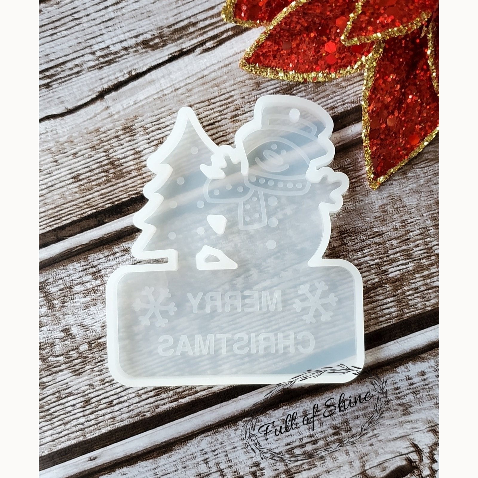 Merry Christmas Snowman Ornament Mold